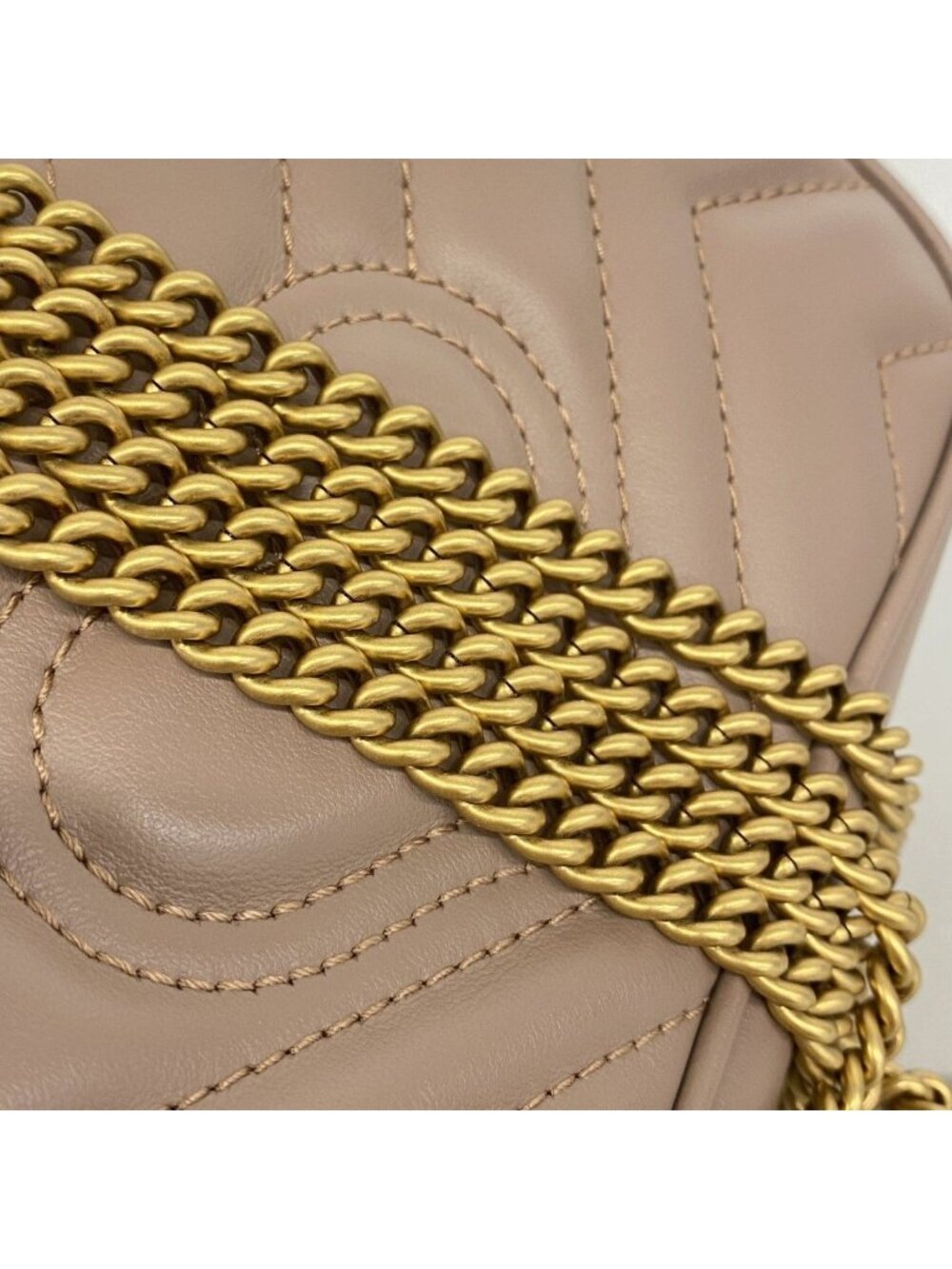 Gucci Shoulder Bag GG Marmont Leather Brown Gold - Picture 6 of 8